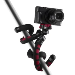 Mantona Kaleido Flex Stativ sundown red - 270 x 43 x 43 mm - flexibel biegbar - mit Kugelkopf und Schnellwechselplatte - Reisestativ Travelstativ passend für Kameras, Smartphones, Action Cams