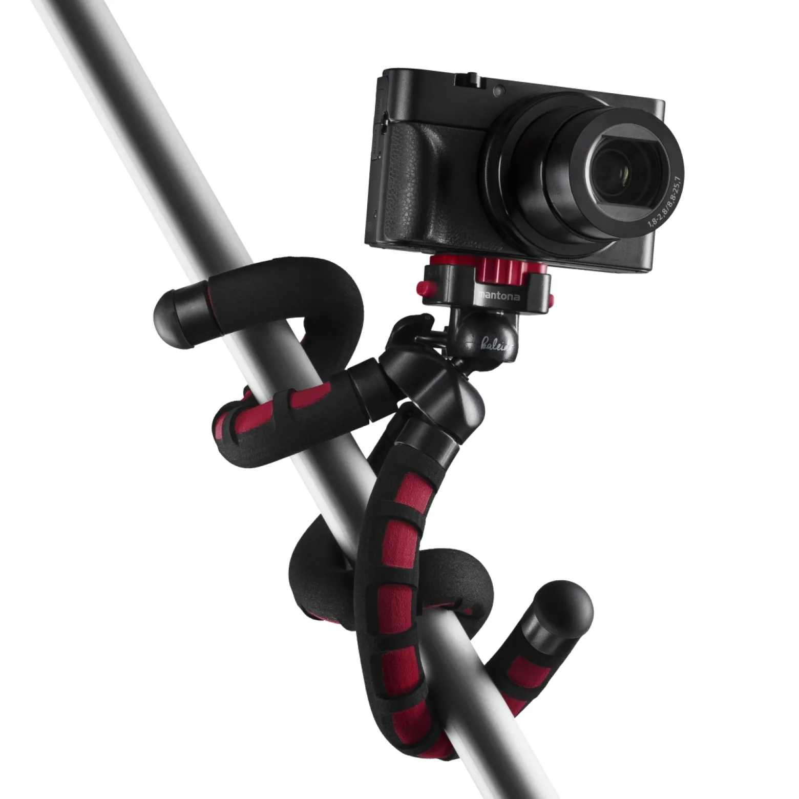 Mantona Kaleido Flex Stativ sundown red - 270 x 43 x 43 mm - flexibel biegbar - mit Kugelkopf und Schnellwechselplatte - Reisestativ Travelstativ passend für Kameras, Smartphones, Action Cams