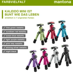 Mantona Kaleido Mini Tischstativ in night black Reisestativ inkl. Kugelkopf mit Schnellwechselplatte und Transporttasche