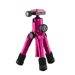 Mantona Kaleido Mini Tischstativ in lady pink metallic Reisestativ inkl. Kugelkopf mit Schnellwechselplatte und Transporttasche