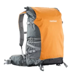 Mantona Kamerarucksack elementsPro 50 - Orange - 260 x 350 x 600 mm - professioneller Outdoor Fotorucksack - anpassbare Innenfächer, Regenhülle, viel Stauraum für 2 Kameras & Zubehör, bis 15 Zoll