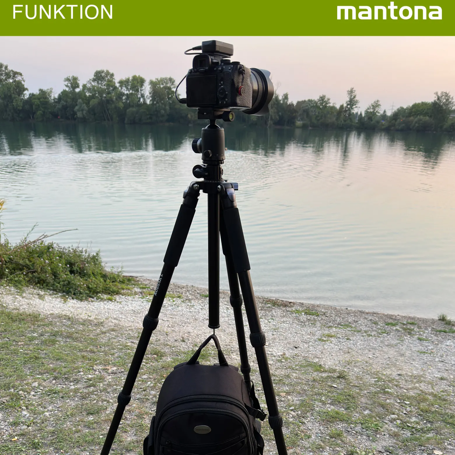 Mantona Kodiak L Fotostativ - 510 x 105 x 105 mm - 15 kg Traglast / 8-166 cm Höhe - Aluminium - stabiles Profi Fotostativ ohne Kugelkopf, mit schwenkbarer drehbarer Mittelsäule - Fotografie Atelier