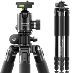 Mantona Kodiak L 284 + Onyx 8 Kugelkopf Set Fotostativ mit Stativkopf aus Aluminium mit Arca Swiss kompatibler Schnellwechselplatte
