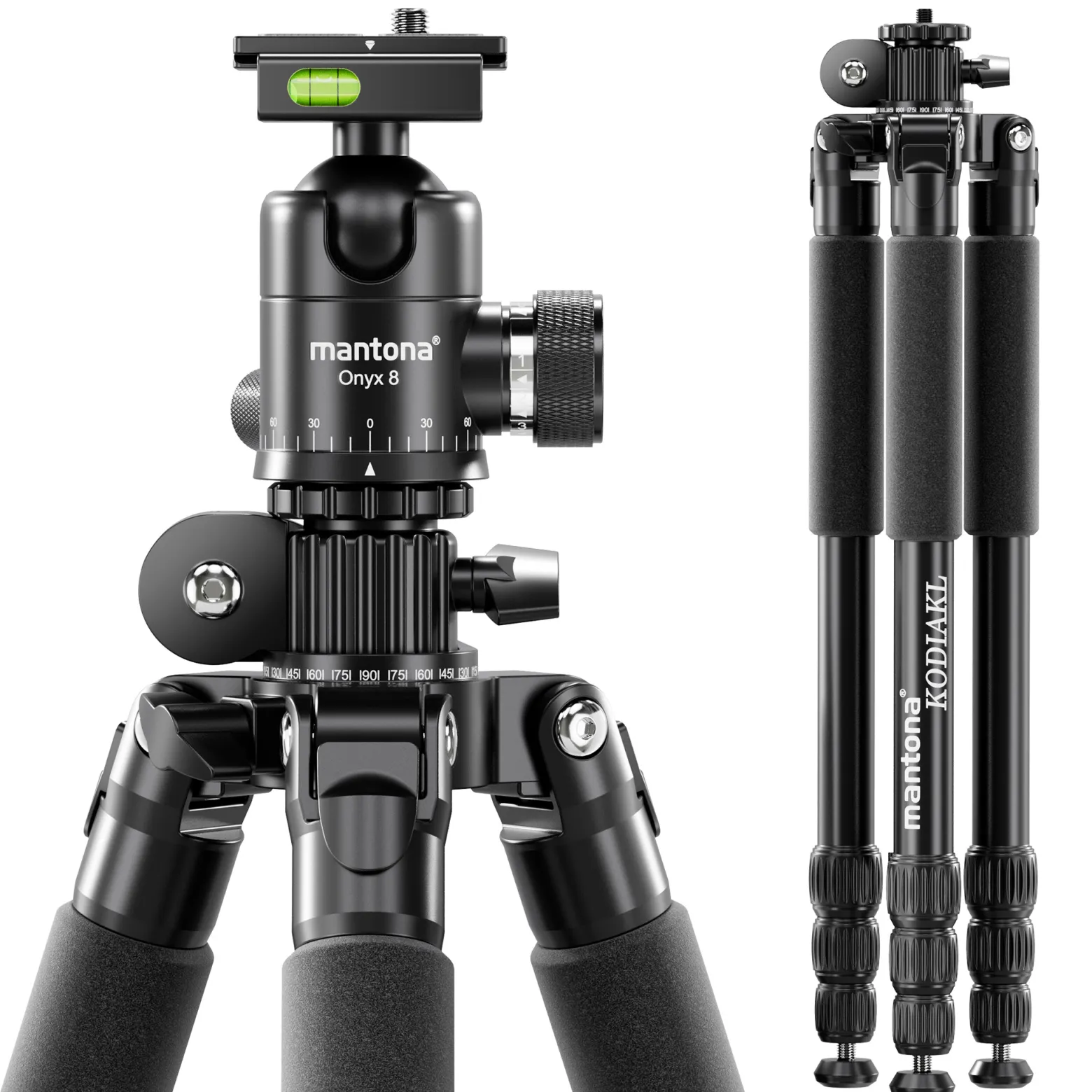 Mantona Kodiak L 284 + Onyx 8 Kugelkopf Set Fotostativ mit Stativkopf aus Aluminium mit Arca Swiss kompatibler Schnellwechselplatte