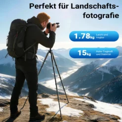 Mantona Kodiak L 284 + Onyx 8 Kugelkopf Set Fotostativ mit Stativkopf aus Aluminium mit Arca Swiss kompatibler Schnellwechselplatte