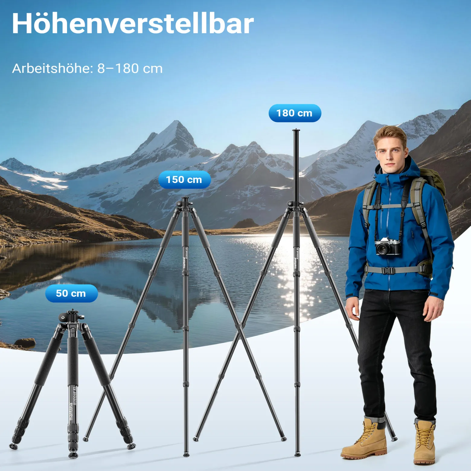 Mantona Kodiak XL 324 + Onyx 12 Kugelkopf Set Fotostativ mit Stativkopf aus Aluminium mit Arca Swiss kompatibler Schnellwechselplatte