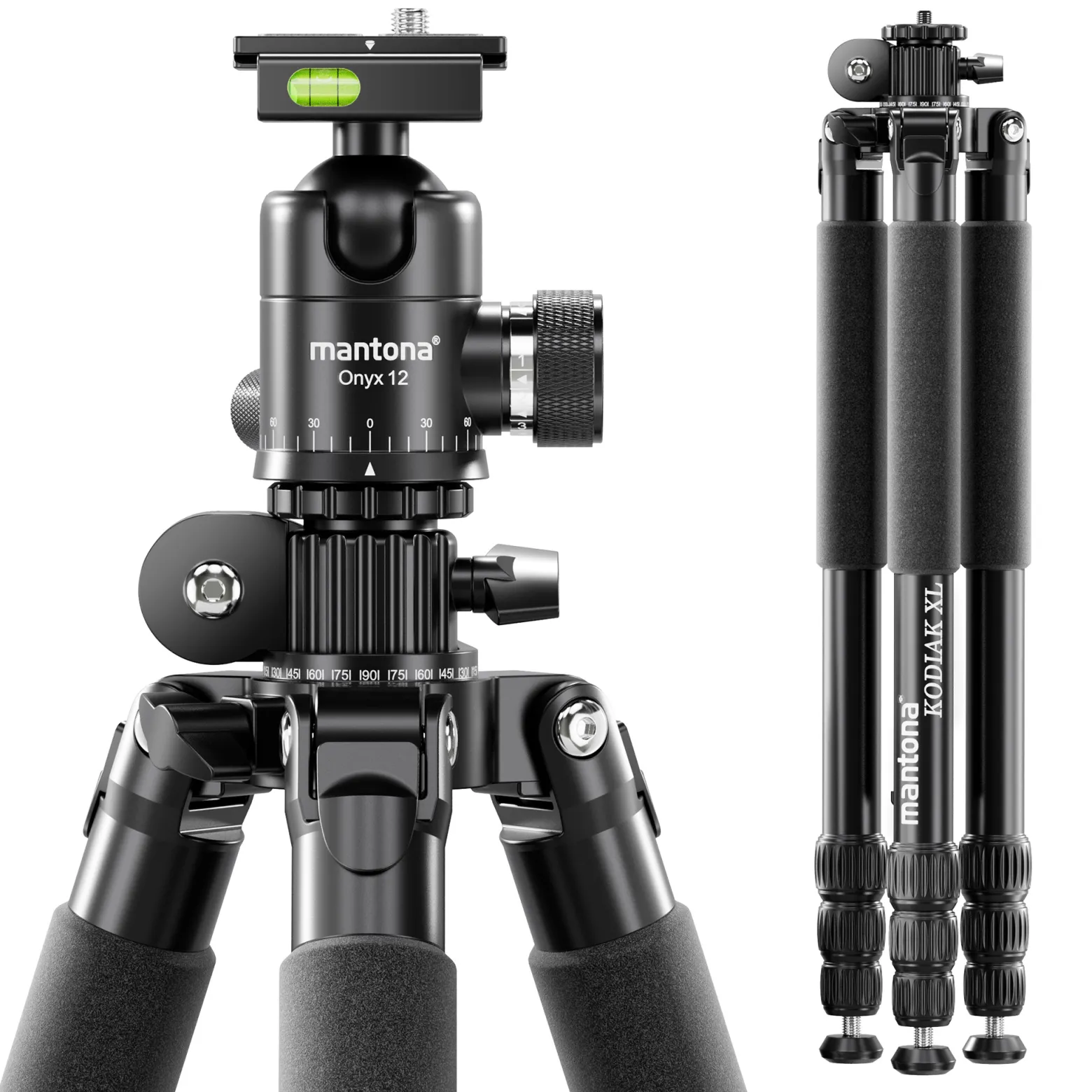 Mantona Kodiak XL 324 + Onyx 12 Kugelkopf Set Fotostativ mit Stativkopf aus Aluminium mit Arca Swiss kompatibler Schnellwechselplatte
