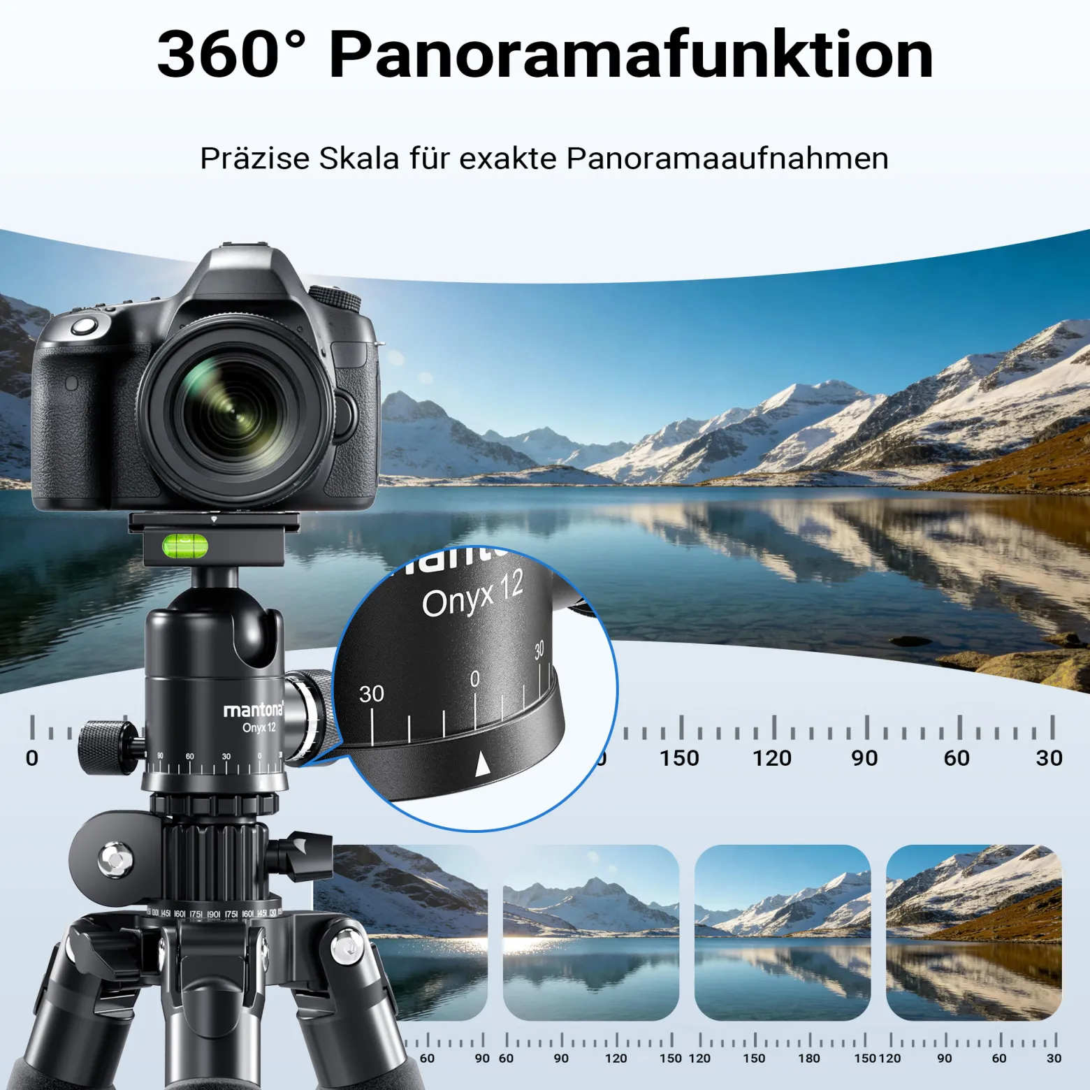 Mantona Kodiak XL 324 + Onyx 12 Kugelkopf Set Fotostativ mit Stativkopf aus Aluminium mit Arca Swiss kompatibler Schnellwechselplatte