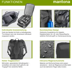 Mantona Kurier Fotorucksack schwarz 210 x 340 x 450 mm professioneller Outdoor Rucksack mit Schnellzugriff und Einrollverschluss für SLR DSLR Kameras & Zubehör bis 15 Zoll