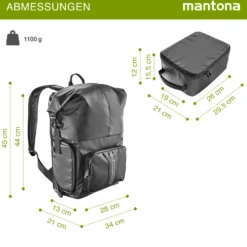 Mantona Kurier Fotorucksack schwarz 210 x 340 x 450 mm professioneller Outdoor Rucksack mit Schnellzugriff und Einrollverschluss für SLR DSLR Kameras & Zubehör bis 15 Zoll