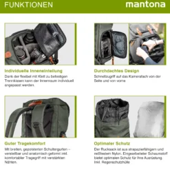 Mantona Luis junior Retro Fotorucksack grün mit Leder, Kamerarucksack inkl. Regenschutzhülle, Fototasche mit Laptopfach, Backpack geeignet für 1 x DSLR-Kamera, 1-Objektive und diverses Fotozubehör