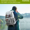Mantona Luis Retro Fotorucksack grau mit Leder, Kamerarucksack inkl. Regenschutzhülle, Fototasche mit Laptopfach, Backpack geeignet für 1 x DSLR-Kamera, 3 x Objektive und diverses Fotozubehör
