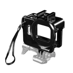 Mantona Magic Alu Cage kompatibel mit GoPro Hero 5 6 7, Mount & Blitzschuh, 52 mm Filtergewinde, freier Zugang zu Anschlüssen, inkl. UV-Filter & Zubehör