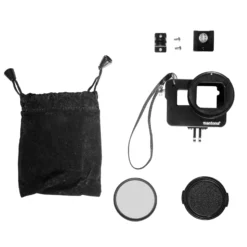 Mantona Magic Alu Cage kompatibel mit GoPro Hero 5 6 7, Mount & Blitzschuh, 52 mm Filtergewinde, freier Zugang zu Anschlüssen, inkl. UV-Filter & Zubehör