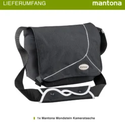 Mantona Mondstein Kameratasche, hochwertige Fototasche für DSLR & Systemkameras, Umhängetasche für Kamera und Zubehör, Tragetasche mit variabler Inneneinteilung und Netzfach