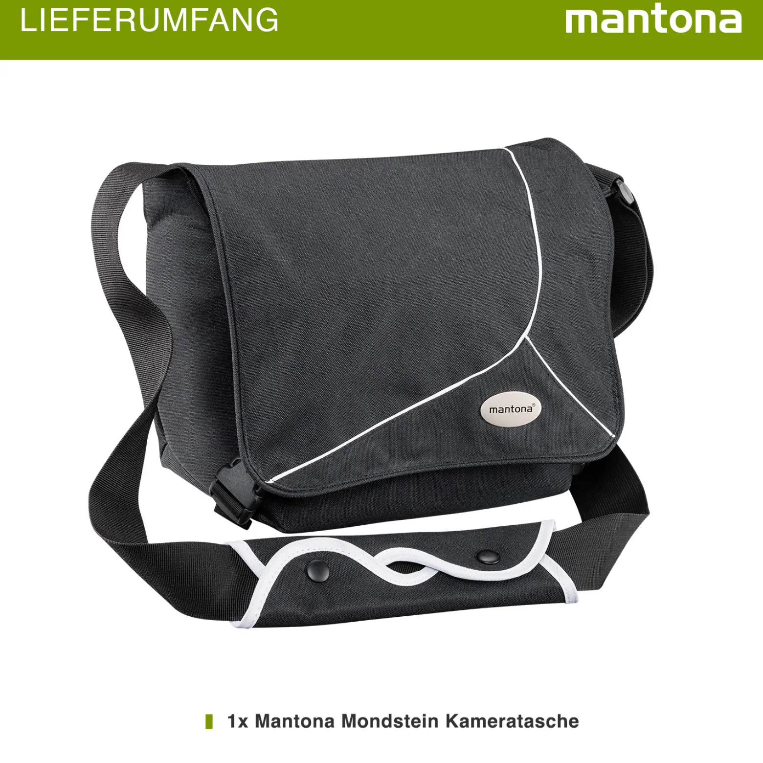 Mantona Mondstein Kameratasche, hochwertige Fototasche für DSLR & Systemkameras, Umhängetasche für Kamera und Zubehör, Tragetasche mit variabler Inneneinteilung und Netzfach