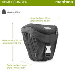 Mantona Neolit Colt Kameratasche schwarz/metallic – 220 x 200 x 140 mm – Outdoor mit Tragegurt, Polsterung, Schnellzugriff, Staubschutz, Fach – kompakt, leicht, wasserdicht – für DSLM und DSLR Kamera