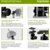 Mantona Onyx 8 Kugelkopf (M1-3008A), Stativkopf aus Aluminium mit Arca-Swiss kompatibler Schnellwechselplatte 50 mm, 360° Panorama-Funktion & 3 Wasserwaagen