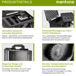 Mantona Outdoor Schutzkoffer S, wasserdichter Fotokoffer, Kamerakoffer staubdicht & stoßfest, Transportkoffer mit Schaumstoffeinlagen, ideal für Kameras, Objektive & Zubehör