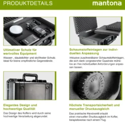 Mantona Outdoor Schutzkoffer M+, wasserdichter Fotokoffer 18 l , Kamerakoffer staubdicht & stoßfest, Transportkoffer mit Schaumstoffeinlagen, ideal für Kameras, Objektive & Zubehör
