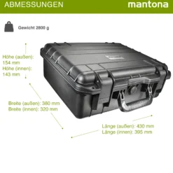 Mantona Outdoor Schutzkoffer M+, wasserdichter Fotokoffer 18 l , Kamerakoffer staubdicht & stoßfest, Transportkoffer mit Schaumstoffeinlagen, ideal für Kameras, Objektive & Zubehör