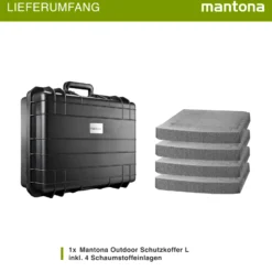 Mantona Outdoor Schutzkoffer L, wasserdichter Fotokoffer 31 l , Kamerakoffer staubdicht & stoßfest, Transportkoffer mit Schaumstoffeinlagen, ideal für Kameras, Objektive & Zubehör
