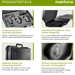 Mantona Outdoor Schutzkoffer L, wasserdichter Fotokoffer 31 l , Kamerakoffer staubdicht & stoßfest, Transportkoffer mit Schaumstoffeinlagen, ideal für Kameras, Objektive & Zubehör
