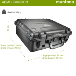 Mantona Outdoor Schutzkoffer M, wasserdichter Fotokoffer 11 l , Kamerakoffer staubdicht & stoßfest, Transportkoffer mit Schaumstoffeinlagen, ideal für Kameras, Objektive & Zubehör