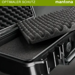 Mantona Outdoor Schutzkoffer M, wasserdichter Fotokoffer 11 l , Kamerakoffer staubdicht & stoßfest, Transportkoffer mit Schaumstoffeinlagen, ideal für Kameras, Objektive & Zubehör