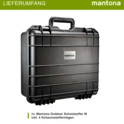 Mantona Outdoor Schutzkoffer M, wasserdichter Fotokoffer 11 l , Kamerakoffer staubdicht & stoßfest, Transportkoffer mit Schaumstoffeinlagen, ideal für Kameras, Objektive & Zubehör