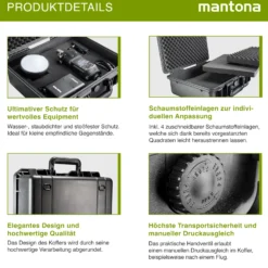 Mantona Outdoor Schutzkoffer M, wasserdichter Fotokoffer 11 l , Kamerakoffer staubdicht & stoßfest, Transportkoffer mit Schaumstoffeinlagen, ideal für Kameras, Objektive & Zubehör