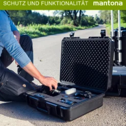 Mantona Outdoor Schutzkoffer XS, wasserdichter Fotokoffer, Kamerakoffer staubdicht & stoßfest, Transportkoffer mit Schaumstoffeinlagen, ideal für Kameras, Objektive & Zubehör