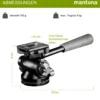 Mantona Pan 360 Video-Neiger für Videoaufnahmen - 250 x 90 x 90 mm - Video Stativkopf für Kamera - Kamerazubehör für Studio und on Location