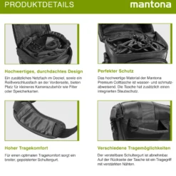 Mantona Premium Colt Schultertasche schwarz – 220 x 200 x 140 mm – Outdoor Kameratasche mit Tragegurt Polsterung Schnellzugriff Staubschutz Fach – kompakt, wasserdicht – für Spiegelreflex DSLR Kamera