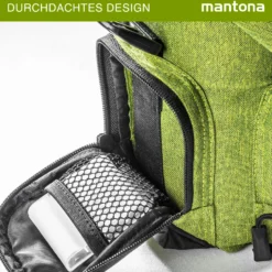 Mantona Premium Kameratasche - Passend für DSLR & DSLM Kameras mit Objektiv (inkl. Staubschutz, gepolstertem Schultergurt, Clipverschluss, anpassbarer Inneneinteilung) grün