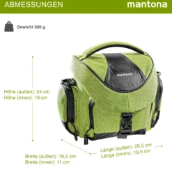 Mantona Premium Kameratasche - Passend für DSLR & DSLM Kameras mit Objektiv (inkl. Staubschutz, gepolstertem Schultergurt, Clipverschluss, anpassbarer Inneneinteilung) grün