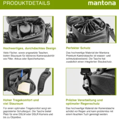 Mantona Premium Kameratasche, hochwertige Fototasche für DSLR & DSLM Kamera mit Objektiv, Umhängetasche mit Staubschutz & Schultergurt, Tragetasche mit variabler Inneneinteilung