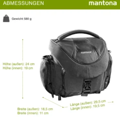 Mantona Premium Kameratasche, hochwertige Fototasche für DSLR & DSLM Kamera mit Objektiv, Umhängetasche mit Staubschutz & Schultergurt, Tragetasche mit variabler Inneneinteilung