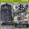 Mantona Rhodolit SLR-Kamerarucksack - Fototasche geeignet für SLR mit angesetztem Objektiv, weitere Objektive, Systemblitz und Zubehör, schwarze Kameratasche inkl. Regenschutz