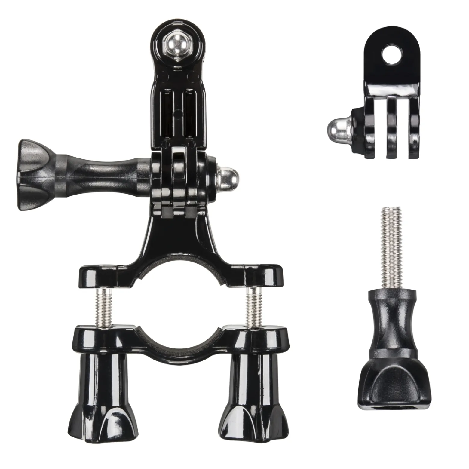 Mantona Rohrbefestigung inkl. Winkelstück - 100 x 55 x 15 mm - Rohr Ø bis 4 cm - kompatibel mit GoPro Hero 11 10 9 8 7 6 5 4 3+ - Fahrradhalterung