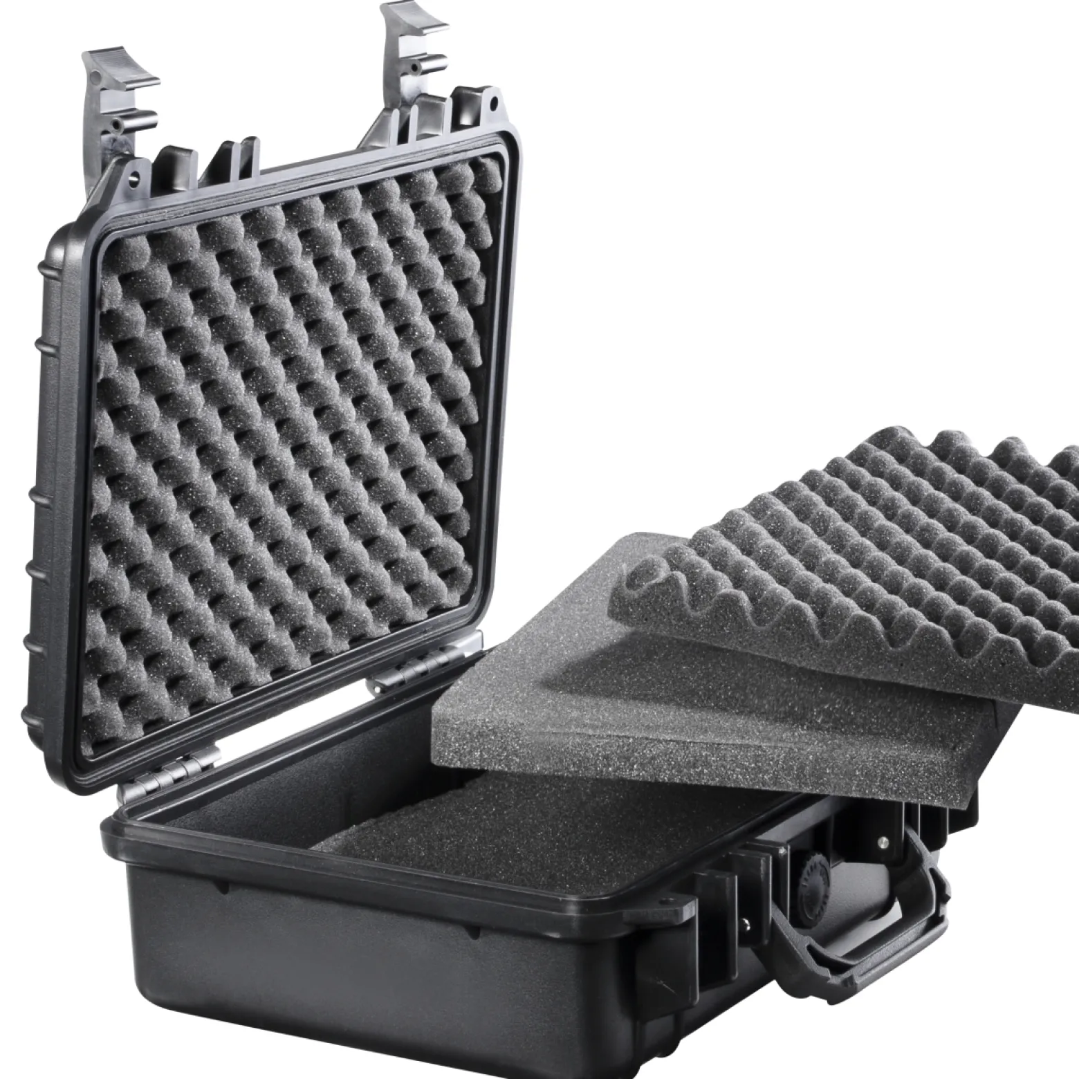 Mantona Schaumstoffeinlage für Schutzkoffer M 30 x 22,5 cm, Rasterschaumstoff für Fotokoffer individuell zuschneidbar, mit Noppenschaumstoff für Deckel, perfekt für Fotoausrüstung
