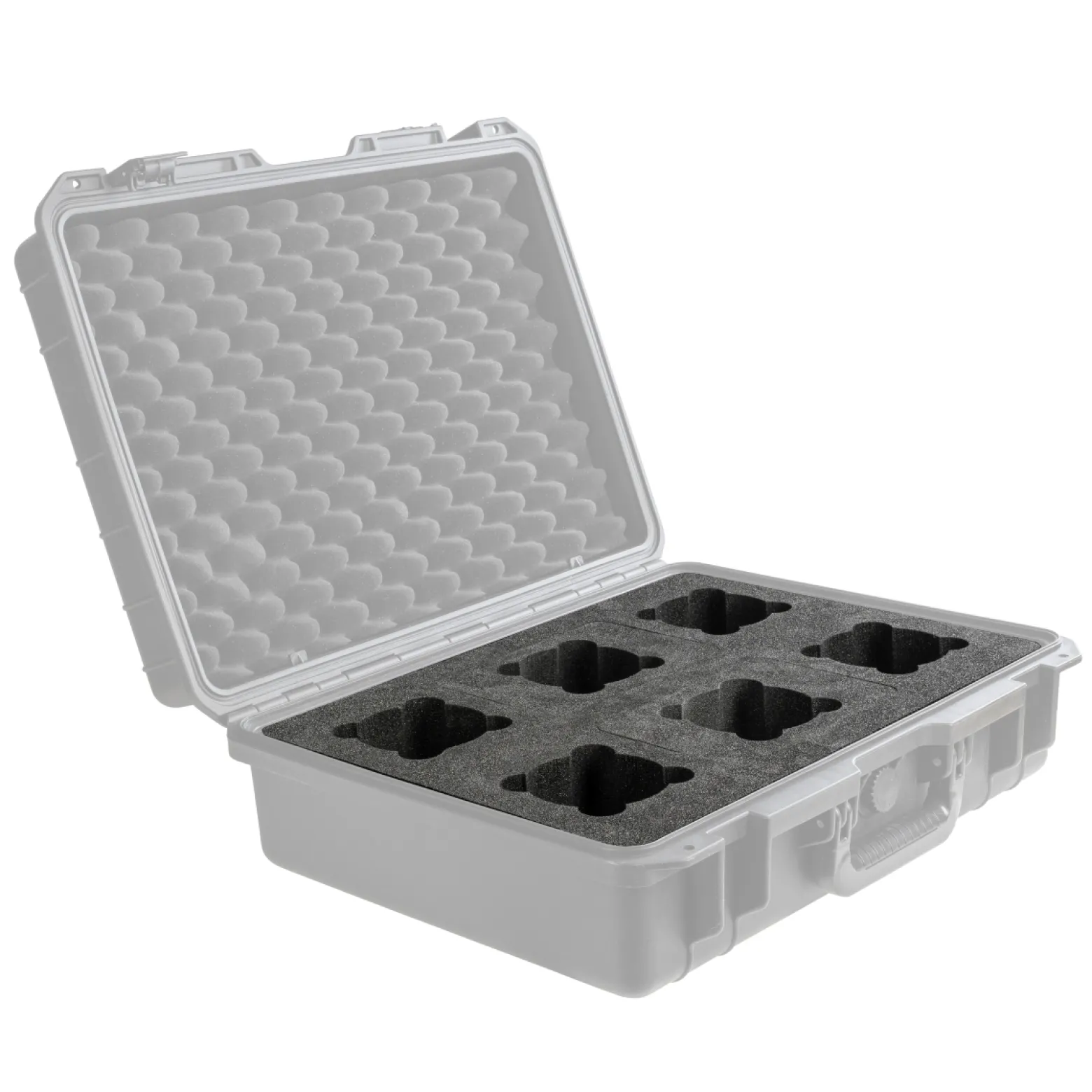 Mantona Schaumstoffeinlage für Outdoor Schutzkoffer L 35,1 x 48 x 10 cm, passgenauer Schaumstoff für Fotokoffer, Platz für 6 Objektive, mit Noppenschaumstoff für Deckel, perfekt für Kamerakoffer