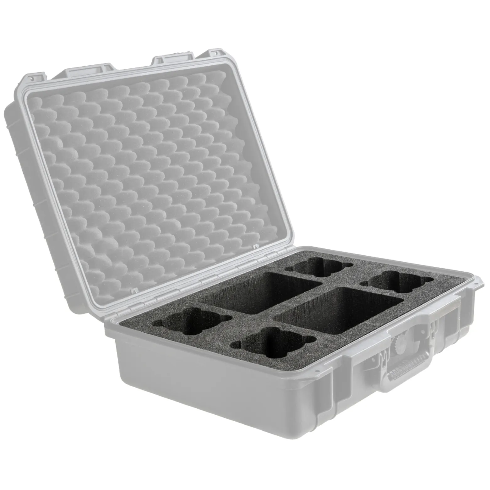 Mantona Schaumstoffeinlage für Outdoor Schutzkoffer L 35,1 x 48 x 10 cm, passgenauer Schaumstoff für Fotokoffer, Platz für 6 Objektive, mit Noppenschaumstoff für Deckel, perfekt für Kamerakoffer