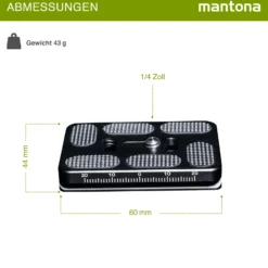 Mantona Schnellwechselplatte für Fortress Kugelkopf "Arca Swiss", 60 mm schwarz