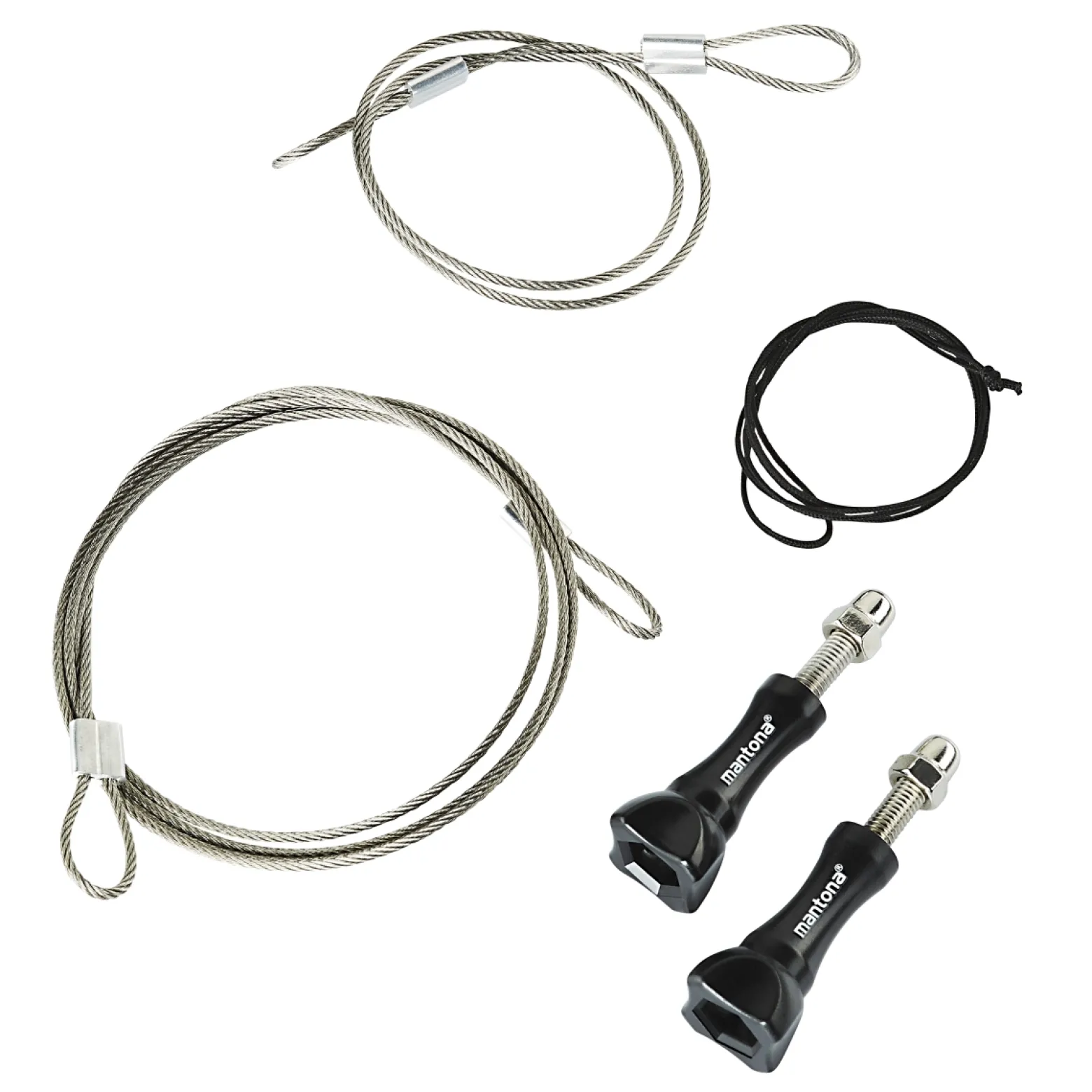 Mantona Sicherungsleinen Set Edelstahl 40-100 cm, für Action Cams kompatibel mit GoPro Hero 11 10 9 8 7 6 5 4 3+ Sicherheitsleine Universal