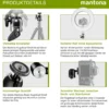 Mantona Small Kugelkopf für Stativ 360°, Stativkopf 1/4'' Kameraanschluss und 3/8'' Anschlussgewinde, mit Gewindeadapter für Kameras und Zubehör