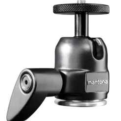 Mantona Small Kugelkopf für Stativ 360°, Stativkopf 1/4'' Kameraanschluss und 3/8'' Anschlussgewinde, mit Gewindeadapter für Kameras und Zubehör