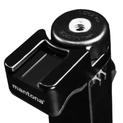 Mantona Smartphone Halter Movie Maker - 60 x 30 x 140 mm / Klemmbreite 55 bis 94 mm - mit 3x 1/4 Zoll, Blitzschuh, Alugriff - für Smartphone und kompatibel mit iPhone