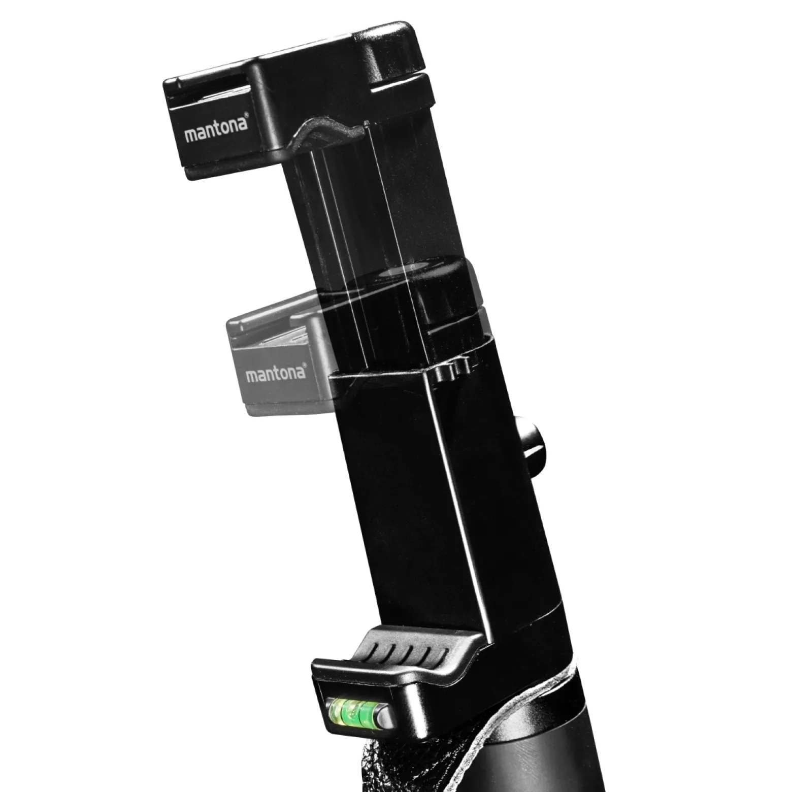 Mantona Smartphone Halter Movie Maker - 60 x 30 x 140 mm / Klemmbreite 55 bis 94 mm - mit 3x 1/4 Zoll, Blitzschuh, Alugriff - für Smartphone und kompatibel mit iPhone