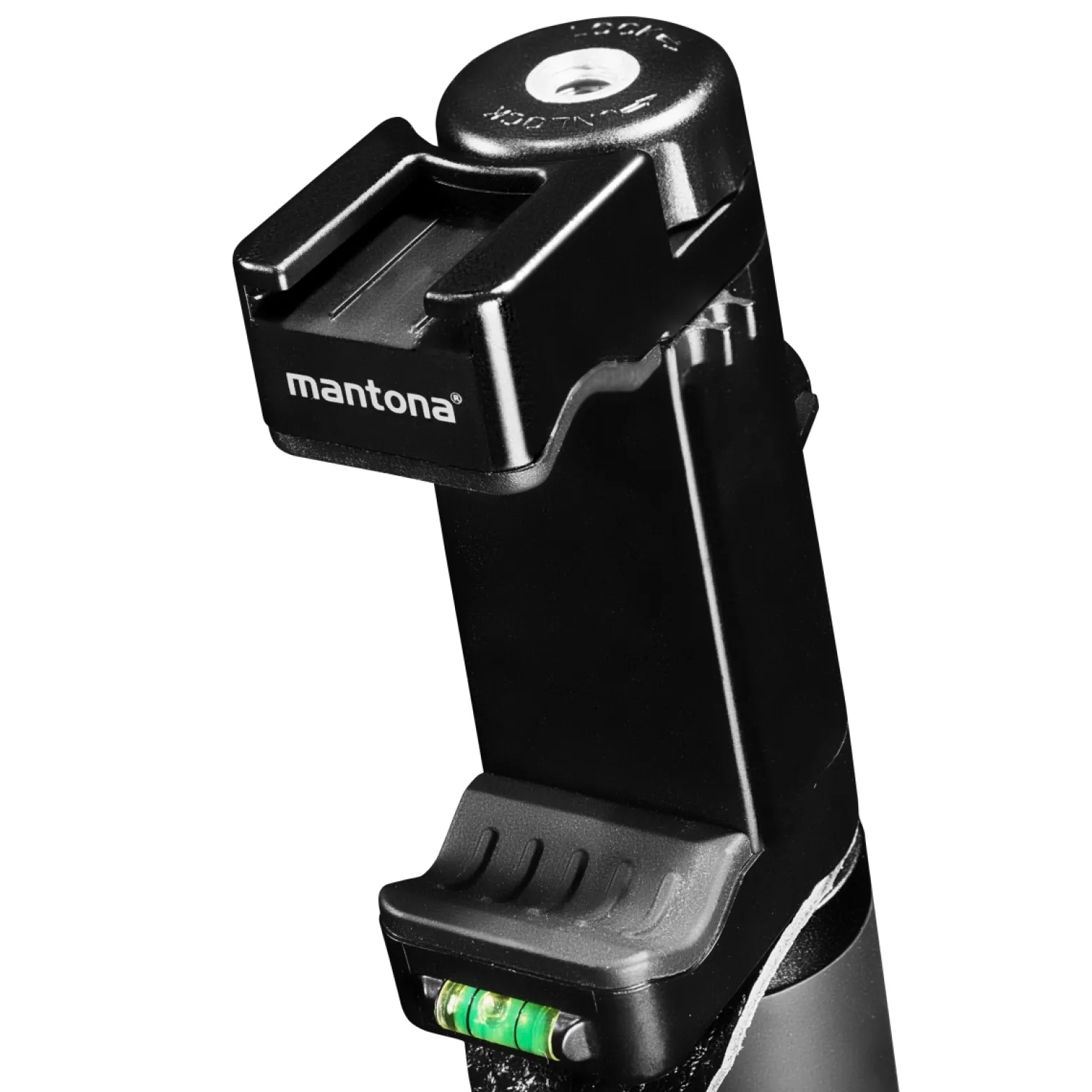Mantona Smartphone Halter Movie Maker - 60 x 30 x 140 mm / Klemmbreite 55 bis 94 mm - mit 3x 1/4 Zoll, Blitzschuh, Alugriff - für Smartphone und kompatibel mit iPhone